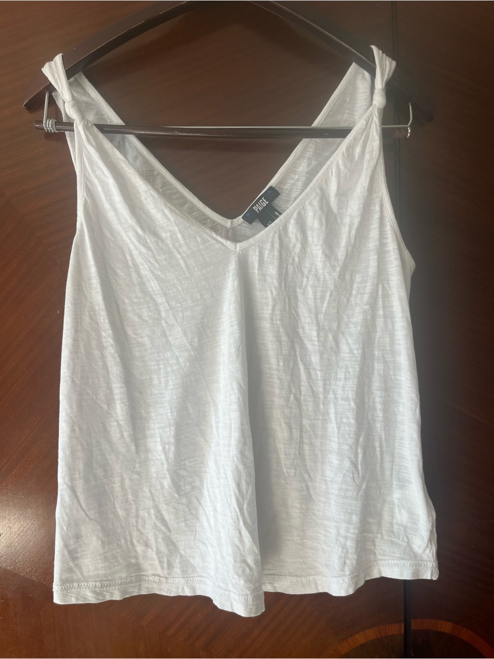 Paige. White V-Neck Tie-Strap Tank Top